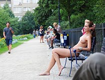 Girl naked in public with Jenny L.