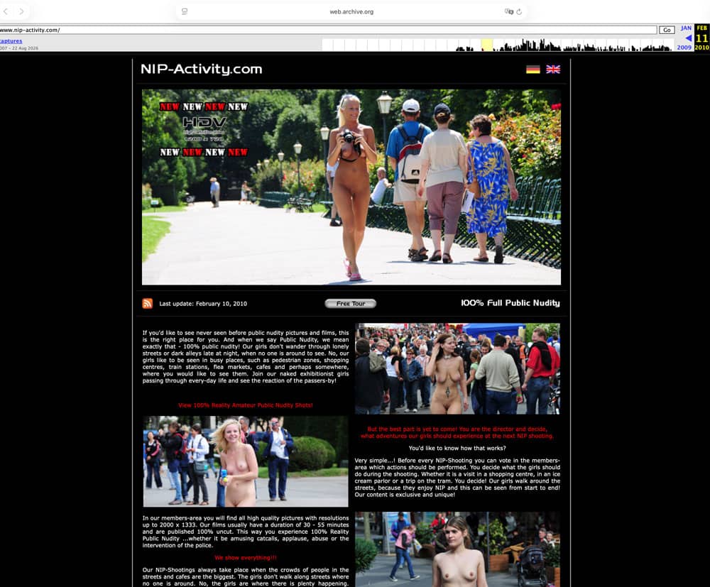 NIP-Activity website in January 2010 showing HD video